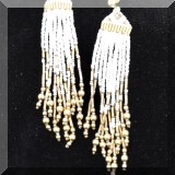J181. Gold filled white beaded tassel earrings. - $42 